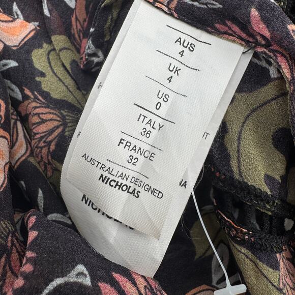 Nicholas V Neck Long Sleeve Sheer Midi Dress Hankerchief Hem Sexy Size 0 - Picture 8 of 8